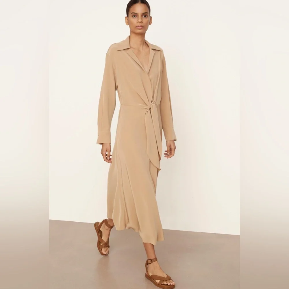 Vince Shaped Collar Long Sleeve Wrap Dress - Picture 2 of 11